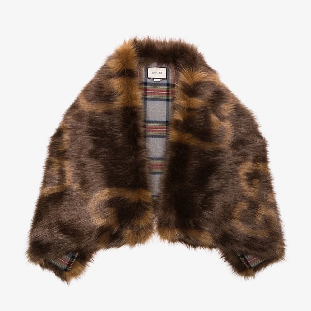 Gucci Brown and Gold Fur Scarf